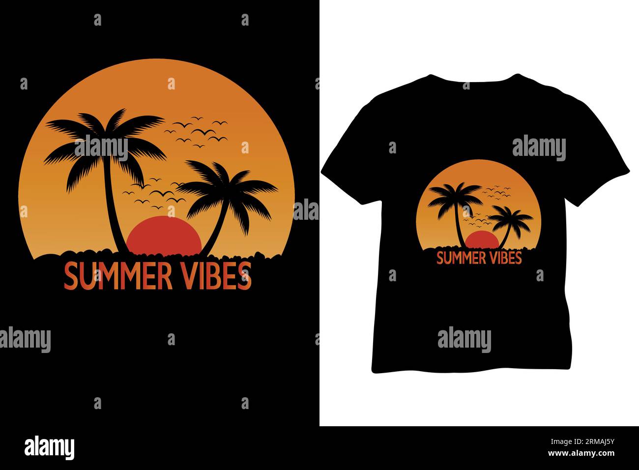 T-Shirt-Design mit Sommeratmosphäre Stock Vektor