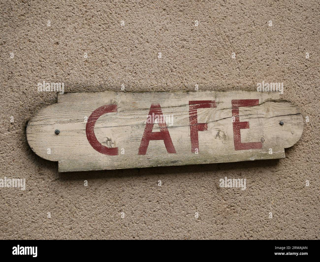 Französisches Retro-Café-Schild an der Wand Stockfoto