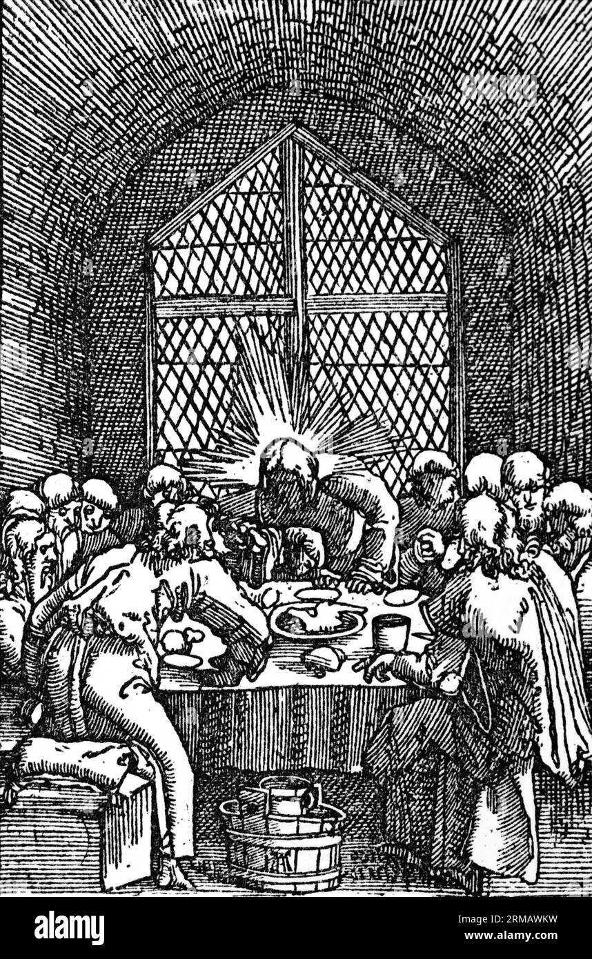 Das Letzte Abendmahl, Sündenfall und Erlösung, Faksimile Reproduktion, historische Illustration 1888 Stockfoto