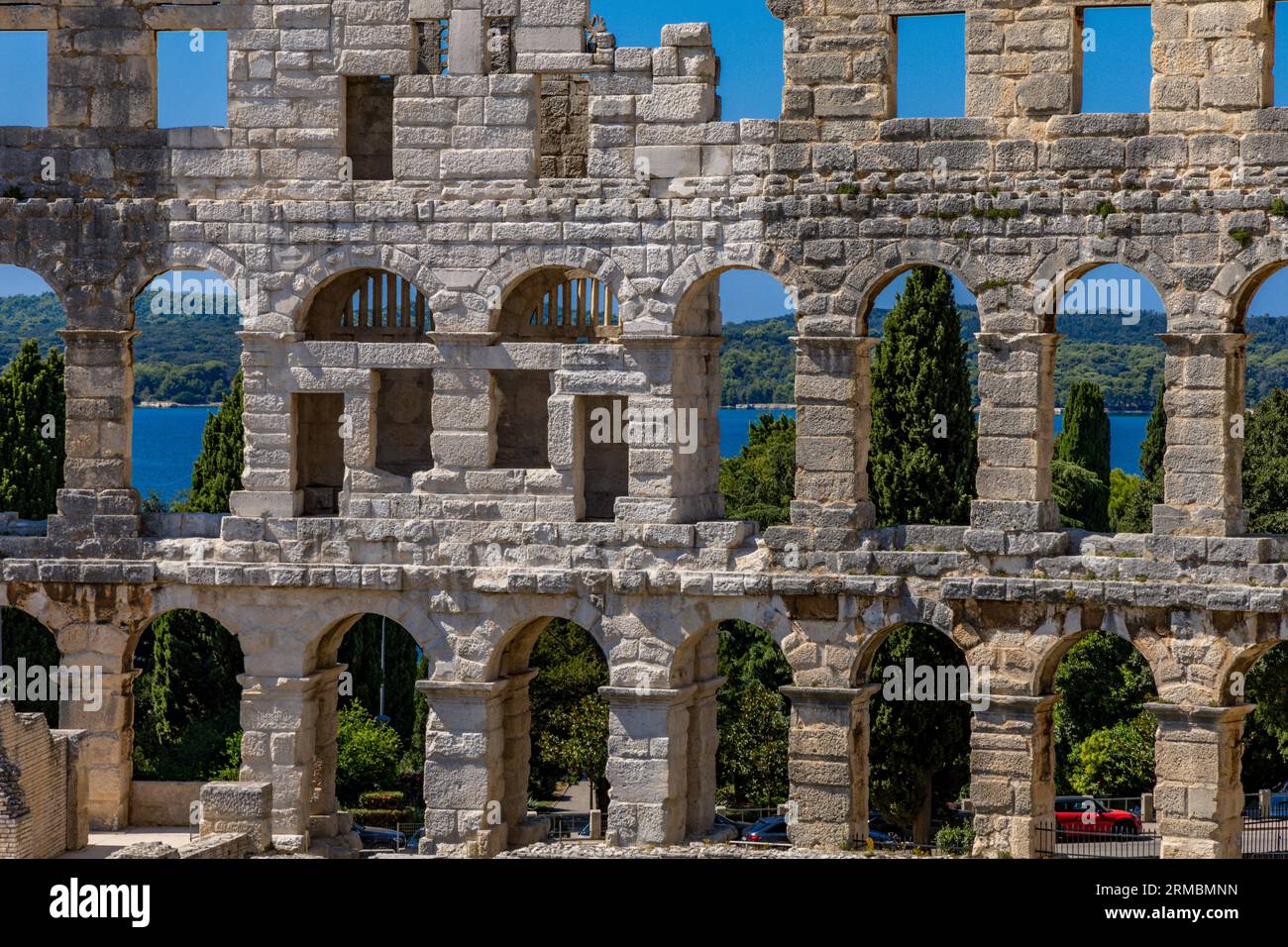 Amphitheater in Pula Touristenattraktionen Gladiatorenarena in Kroatien Stockfoto