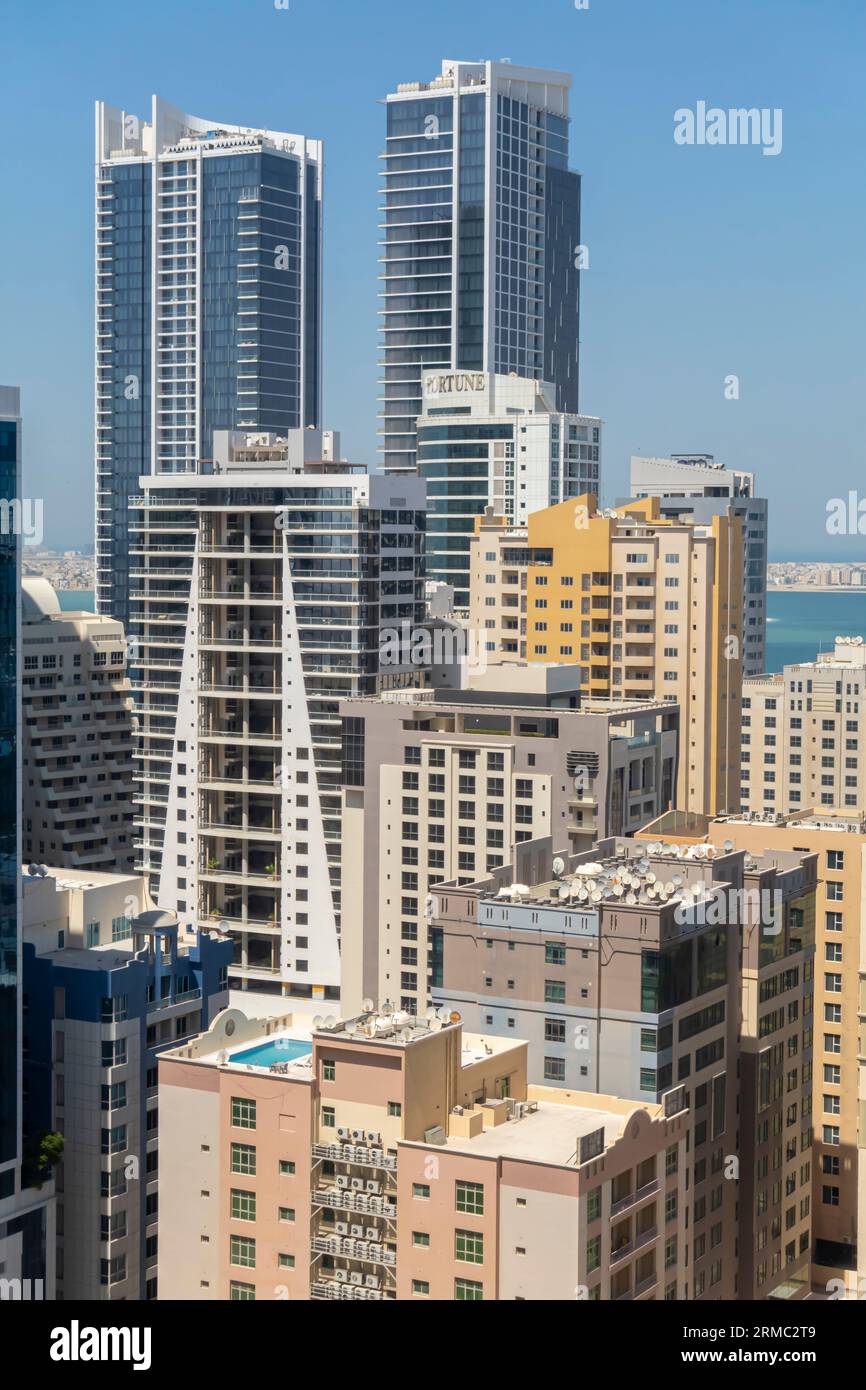 Wahrsagenturm, Fontana Türme Bahrain - Wohnkomplexe, Dächer Bahrain, Hochhäuser in Jaffair Bahrain. Stockfoto
