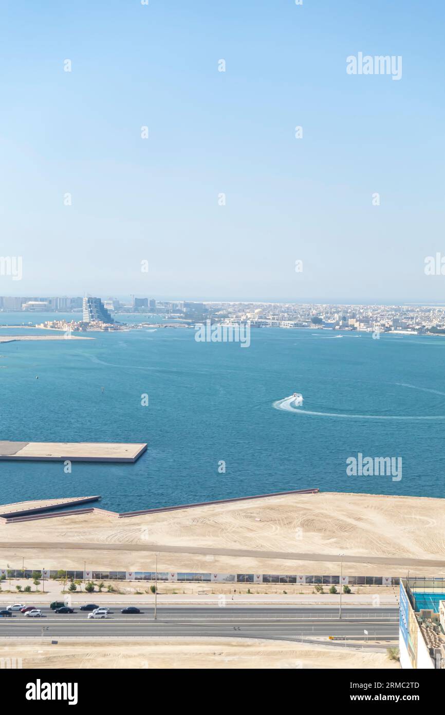 Blick auf die Bucht von Manama Bahrain von oben Stockfoto