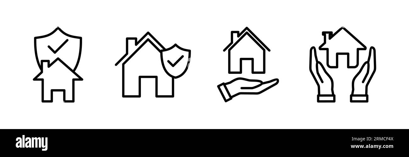 Lebenszeichen der Hausversicherung. Home Shield Protect Logo Stock Vektor Lebenszeichen der Hausversicherung. Home Shield Protect Logo Stock Vektor