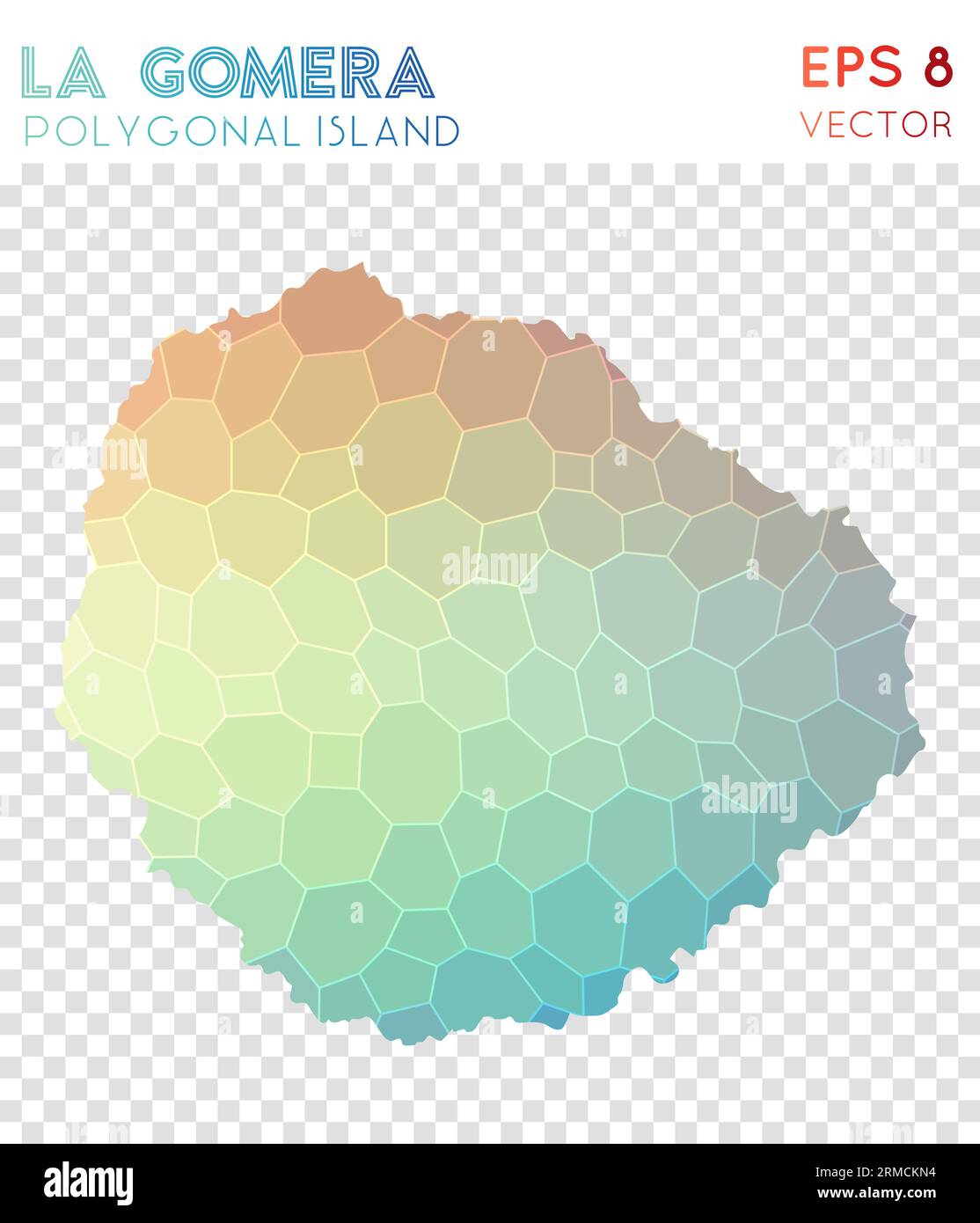 Polygonale Karte von La Gomera, Insel im Mosaikstil. Erstaunlich niedriger Poly-Stil, modernes Design. Polygonale Karte von La Gomera für Infografiken oder Präsentationen. Stock Vektor