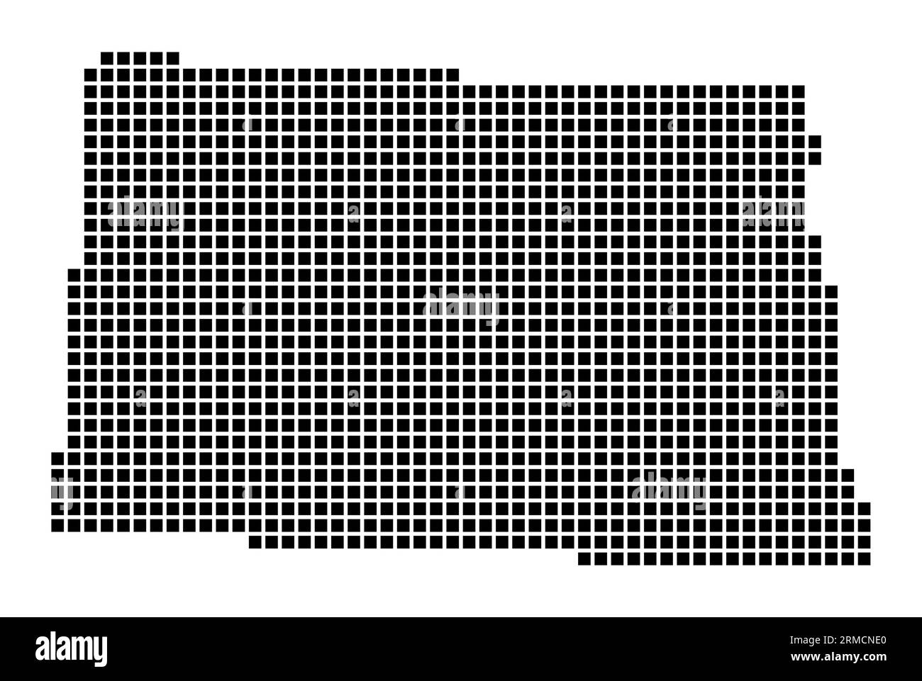 Karte von North Dakota im gepunkteten Stil. Die Grenzen des US-Bundesstaates sind mit Rechtecken für Ihre Konstruktion gefüllt. Vektorabbildung. Stock Vektor