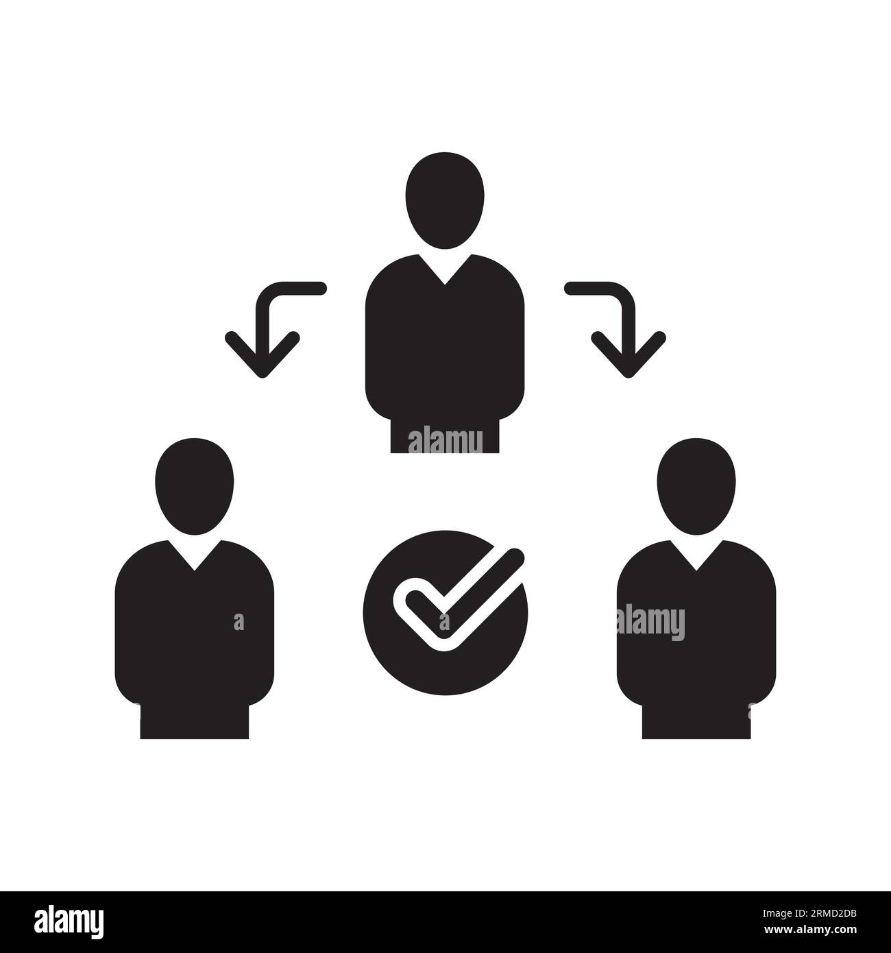 Glypensymbol für „Zuweisung“, „Delegieren“, „Delegieren“, „Distribution Business“. Stellvertretende Gruppenleitung. Teamwork Transfer Job Communication Logo Solid Vektor Stock Vektor