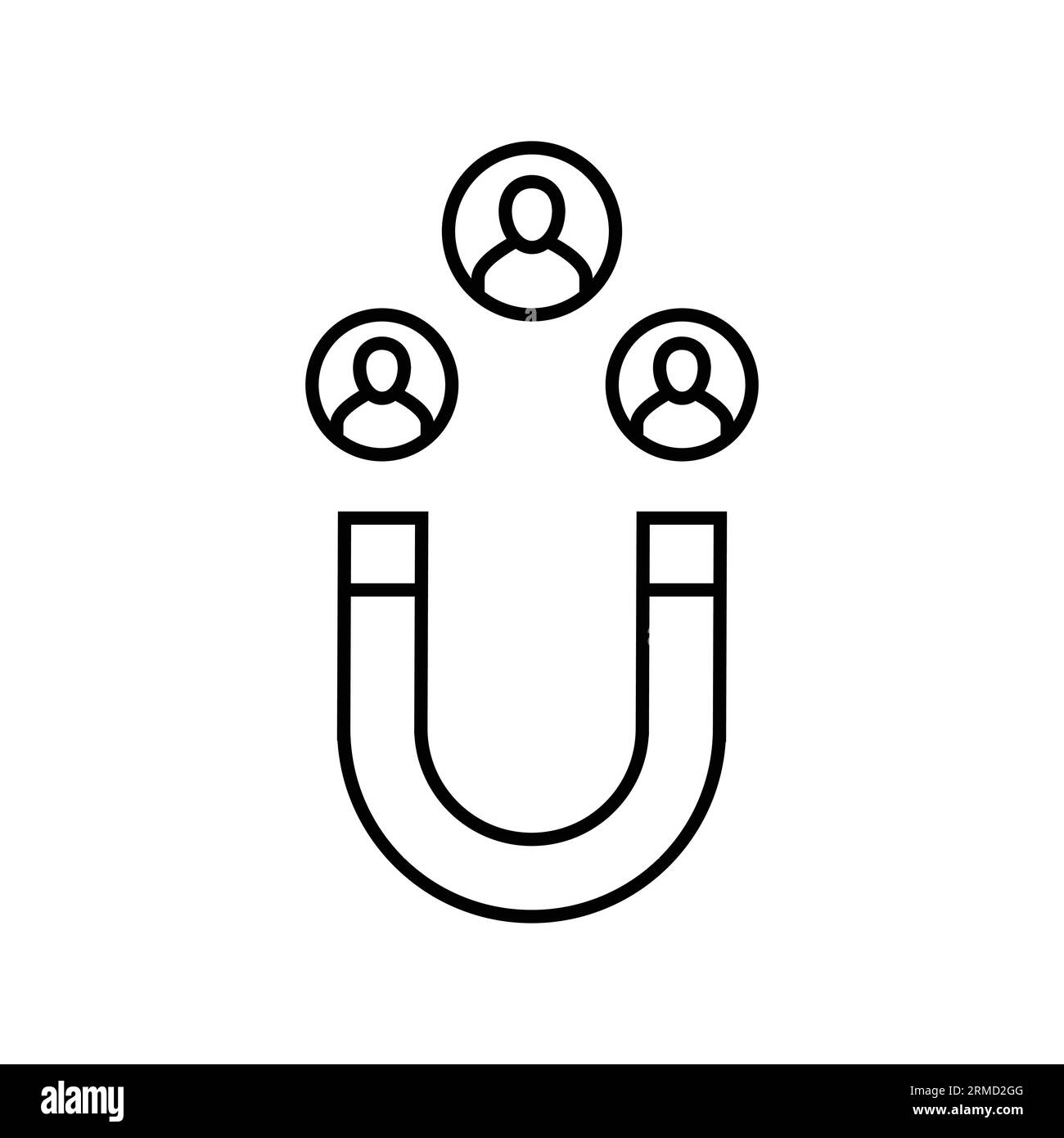Kundenbindungsliniensymbol mit einem Magneten Stock Vektor