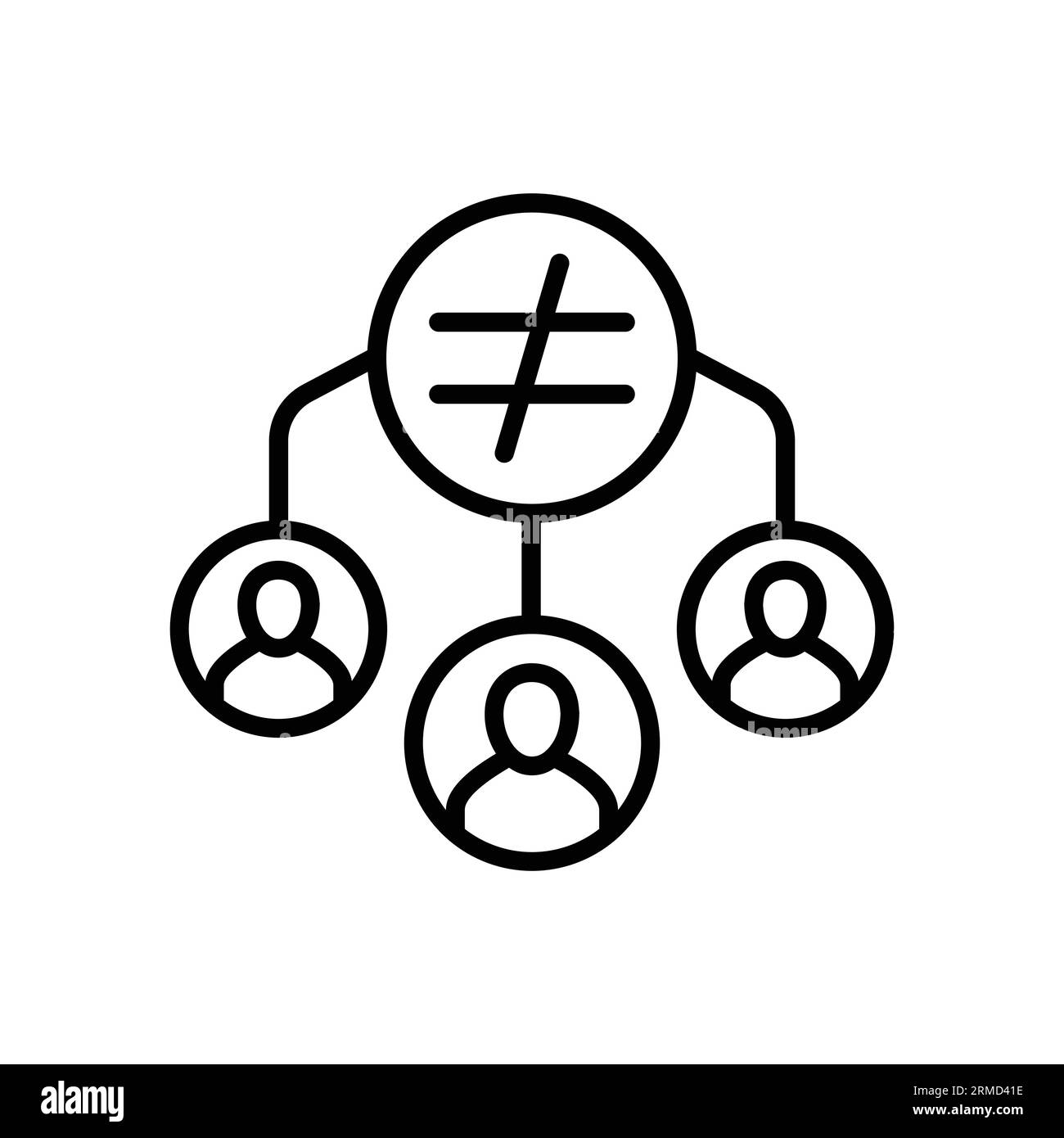 Liniensymbol für Ungleichheit oder Diskriminierung Stock Vektor