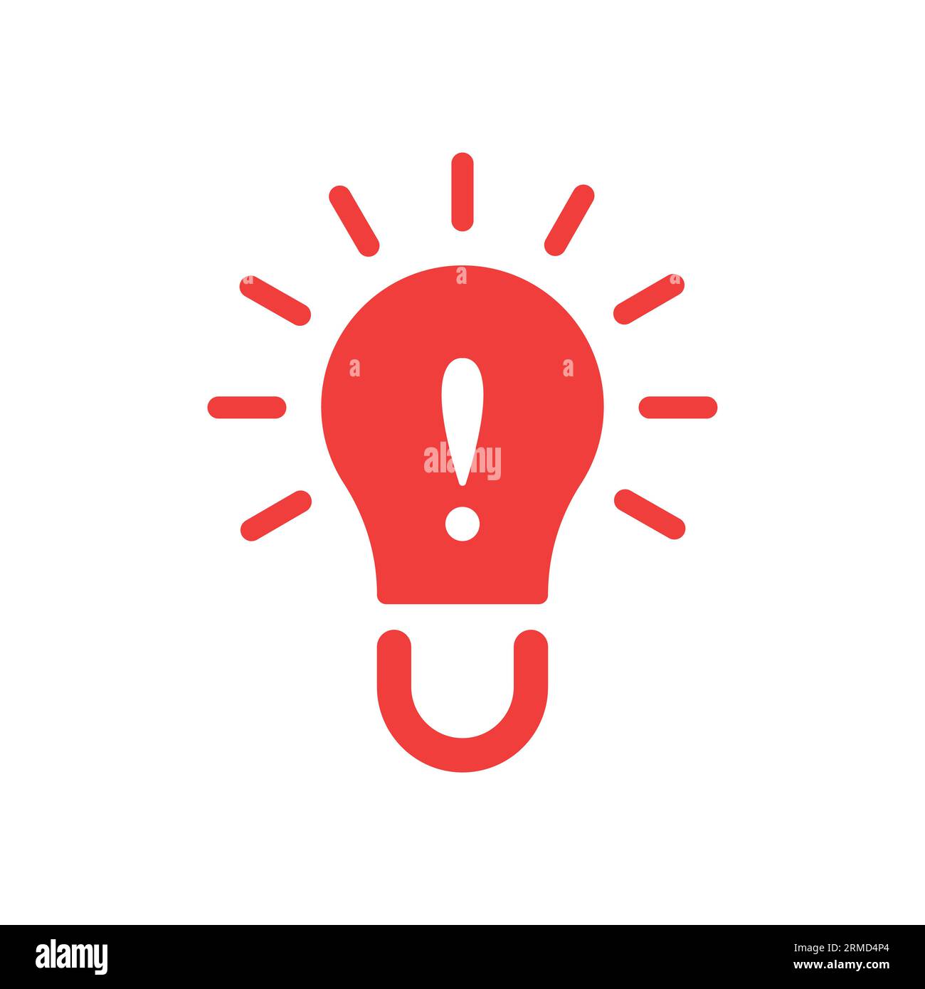 Rote Glühbirne wie Symbol für ineffiziente Energie. Flacher, einfacher Trend modernes, nicht effizientes Designelement für den Logotyp, isoliert auf weißem Hintergrund. Konzept von t Stock Vektor