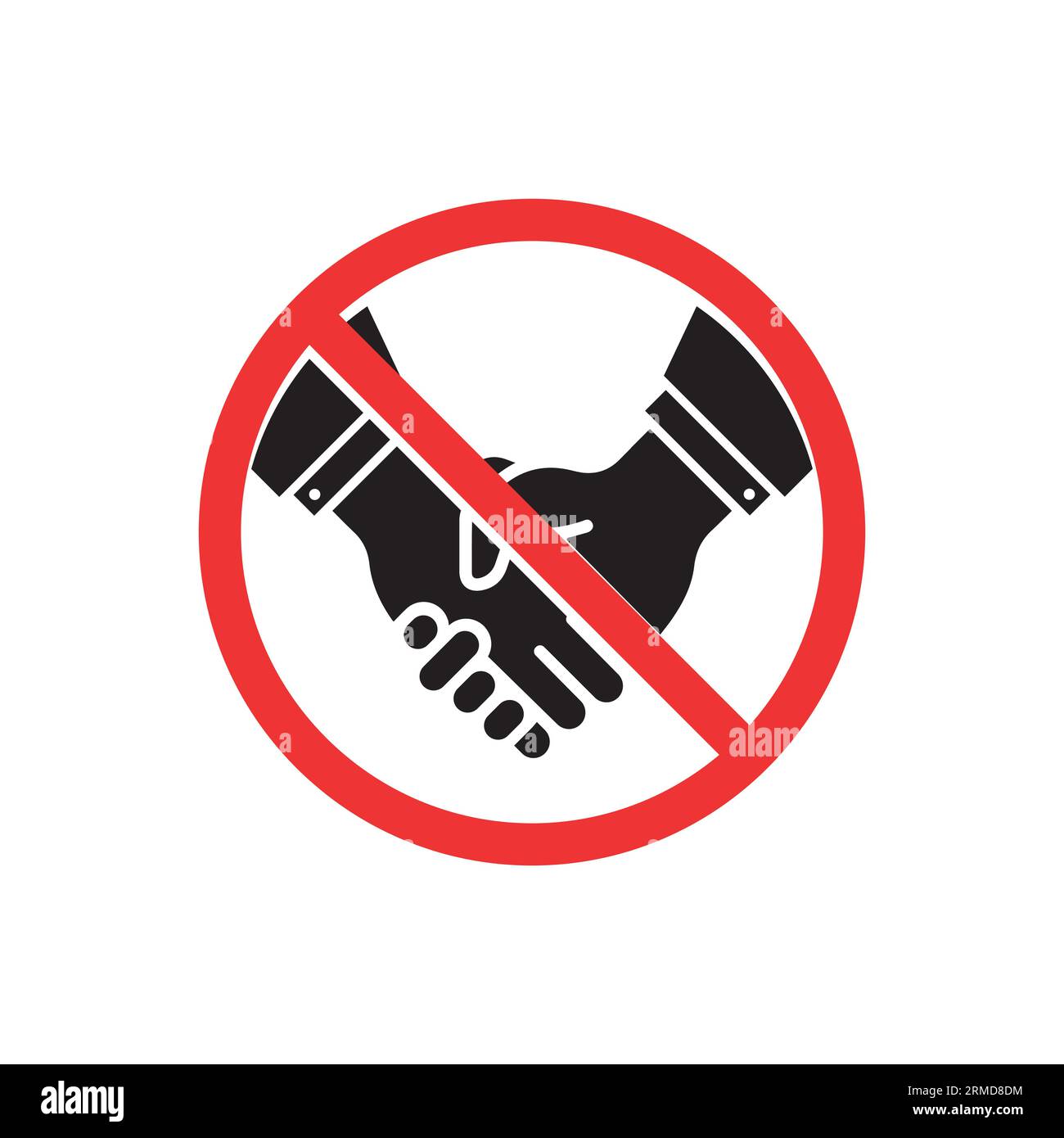 Einfaches rotes Handshake-Verbot mit schwarzer Hand. Flacher minimaler Stil Trend modernes grafisches Designelement mit Logotyp isoliert auf weißem Hintergrund. Das Konzept der Heide Stock Vektor