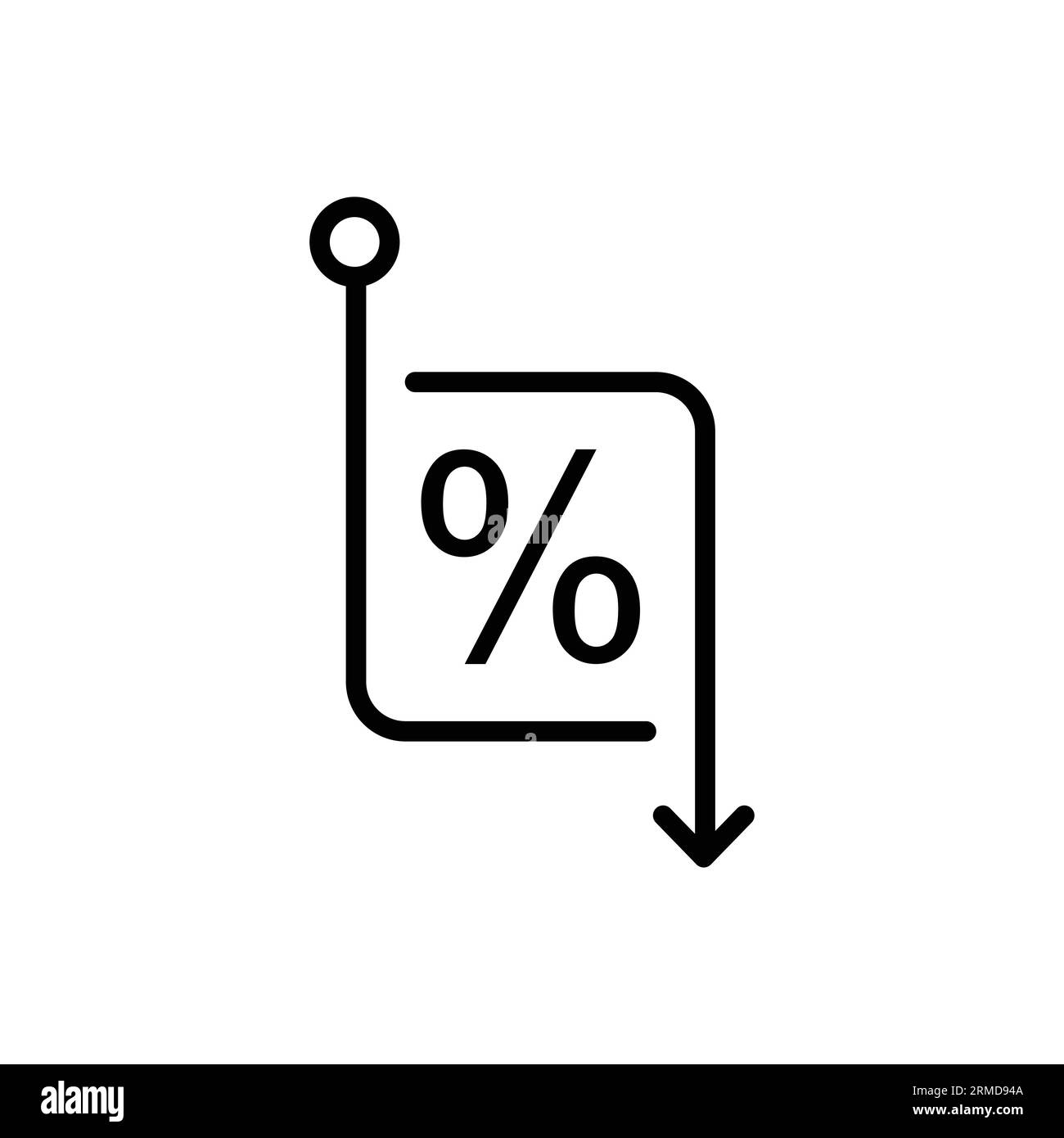 Symbol für einfachen Rückgang in Prozent oder niedrigen Preis. Konzept des Schuldenzeichens oder der Rezession. Einfacher Stil Trend modernes Business oder gdp Logo Grafik Desig Stock Vektor