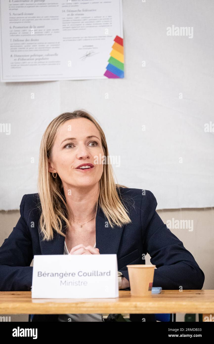 Die französische Ministerin für die Gleichstellung von Frauen und Männern und die Bekämpfung von Diskriminierung, Berangere Couillard, war in Lyon, um an dem Gipfel teilzunehmen Stockfoto
