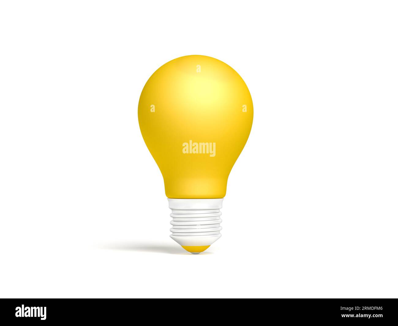 Gelbe Glühlampe isoliert auf weißem Hintergrund. 3D-Abbildung. Stockfoto