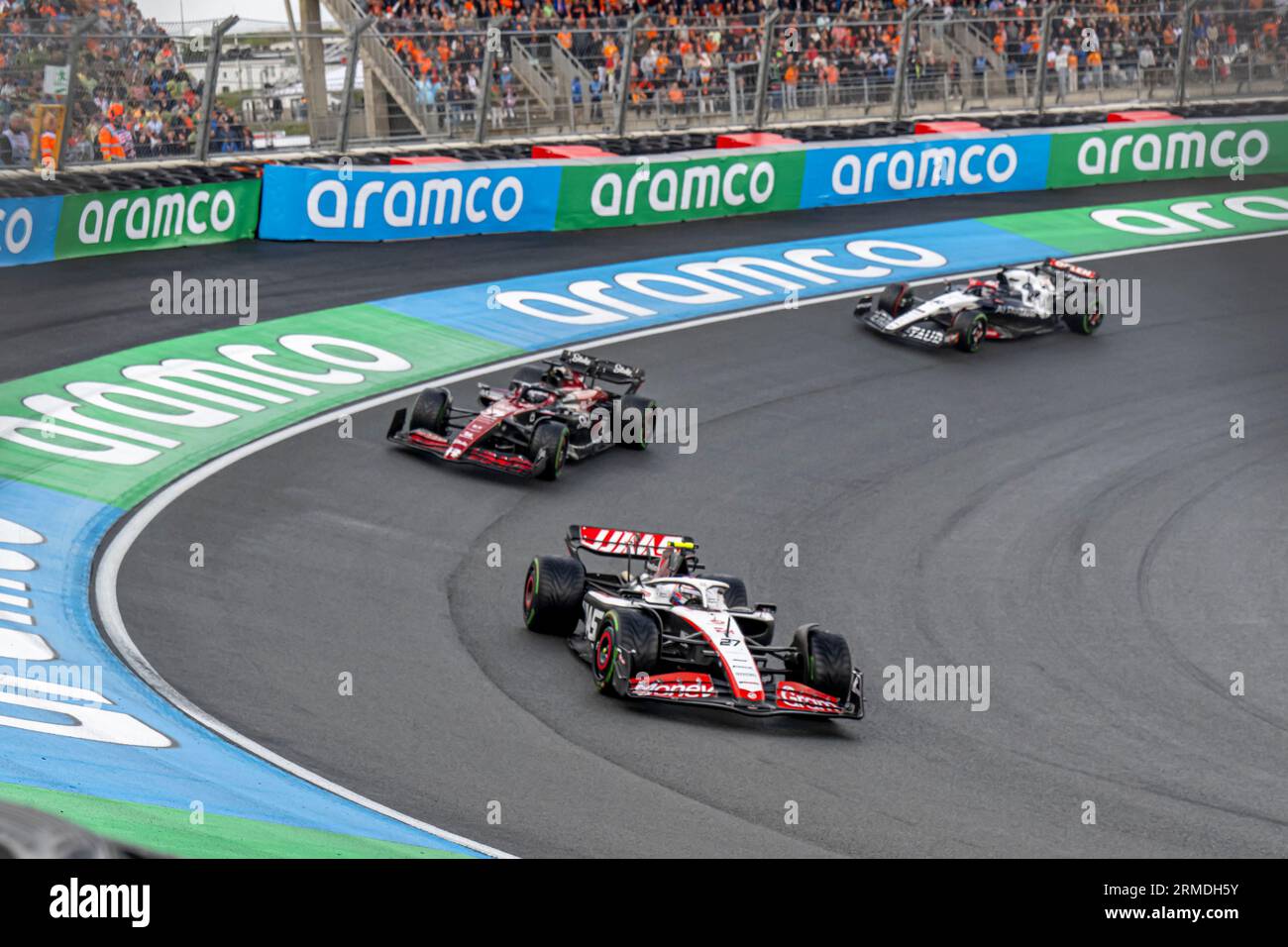 Zandvoort, Niederlande, August 27, Nico Hulkenberg aus Deutschland tritt für Haas F1 an. Renntag, 14. Runde der Formel-1-Meisterschaft 2023. Quelle: Michael Potts/Alamy Live News Stockfoto