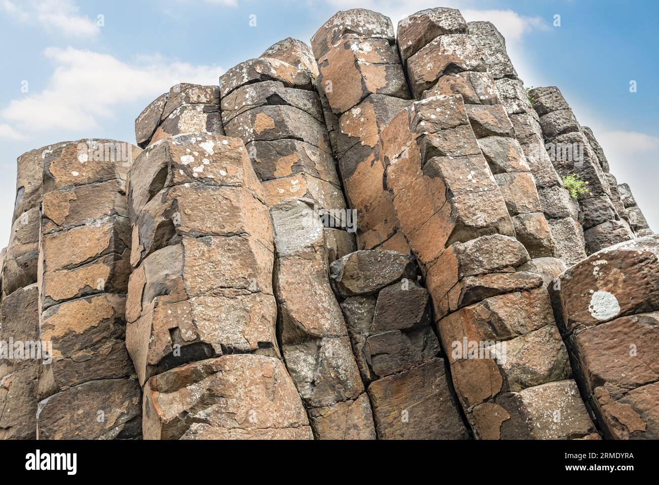 Eine Seite des Giant's Gate, Giant Causeway, Basaltsäulen, Causeway Coastal Path, County Antrim, Nordirland, Vereinigtes Königreich Stockfoto