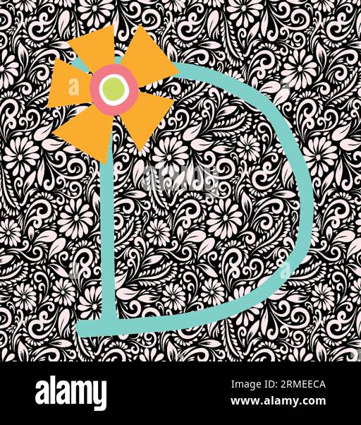 Alphabet Letter D, Alphabet Letter Design, Alphabet Letter Illustration, Letzte Kunst, Buchstabenillustration, Alphabetvektor, Schriftartvektor Stock Vektor
