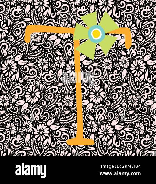 Alphabet Letter T, Alphabet Letter Design, Alphabet Letter Illustration, Letzte Kunst, Buchstabenillustration, Alphabetvektor, Schriftartvektor Stock Vektor