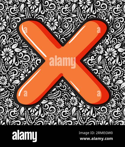 Alphabet Kleinbuchstabe X , Alphabet Letter Design, Alphabet Letter Illustration, Letzte Kunst, Schrift Illustration, Alphabetvektor, Schriftartvektor Stock Vektor