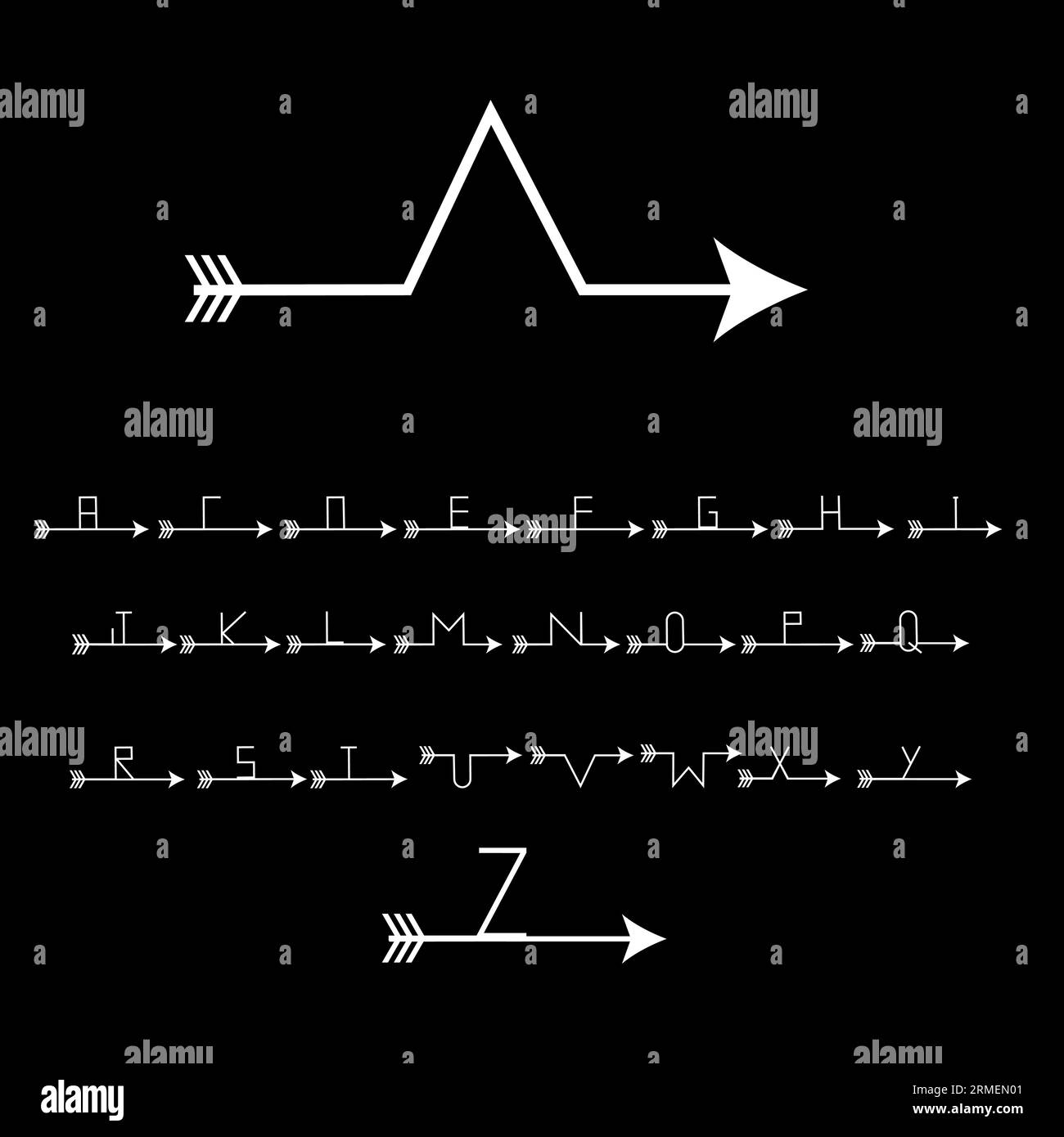 Arrow Englische Alphabete Typographie Stock Vektor