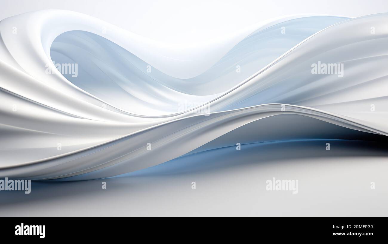 Minimalistischer 3D abstrakter welliger weißer Hintergrund realistisch Stockfoto