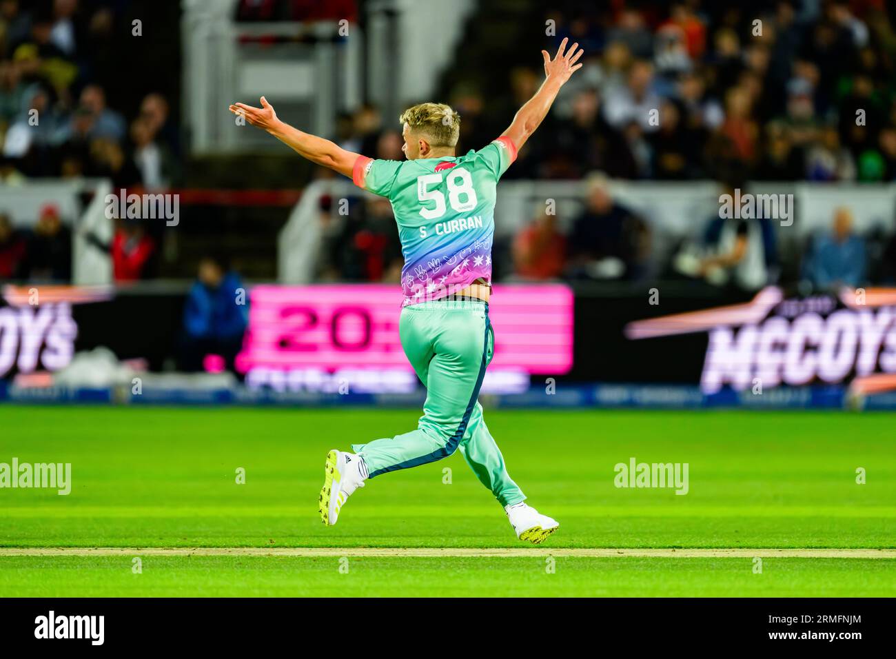 LONDON, VEREINIGTES KÖNIGREICH. 27. August, 23. Sam Curran von Oval Invincibles reagierte während des Final – Oval Invincibles vs Manchester Originals am 27. August 2023 auf dem Lord’s Cricket Ground in LONDON. Quelle: Taka Wu/Alamy Live News Stockfoto