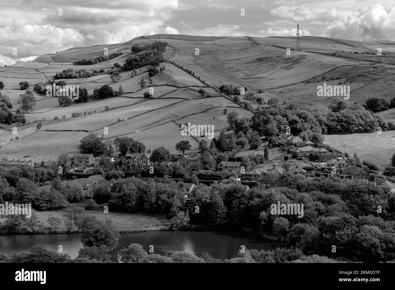 Blick über Derbyshire Moors New Mills Stockfoto