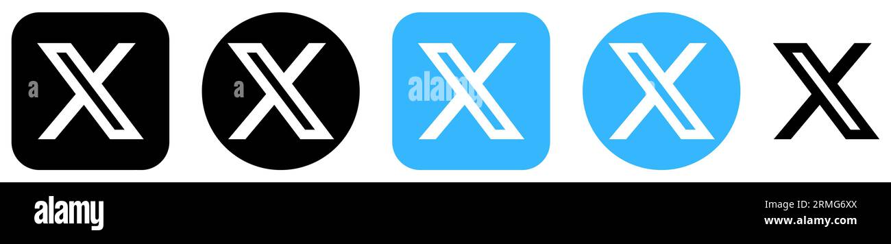 X-Logos. Neues Twitter-Logo. Redaktionelle Illustration isoliert auf weißem Hintergrund Stock Vektor