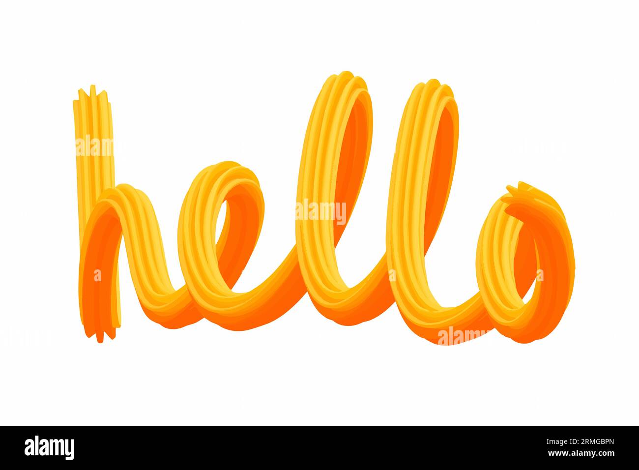 Hallo, handgeschriebenes 3D-Wort. Kalligraphie-Design-Skript. Beschriftung für Grußkarte. Für Logo, Begrüßung, Präsentation, Poster, Banner, Web. Vektorillu Stock Vektor