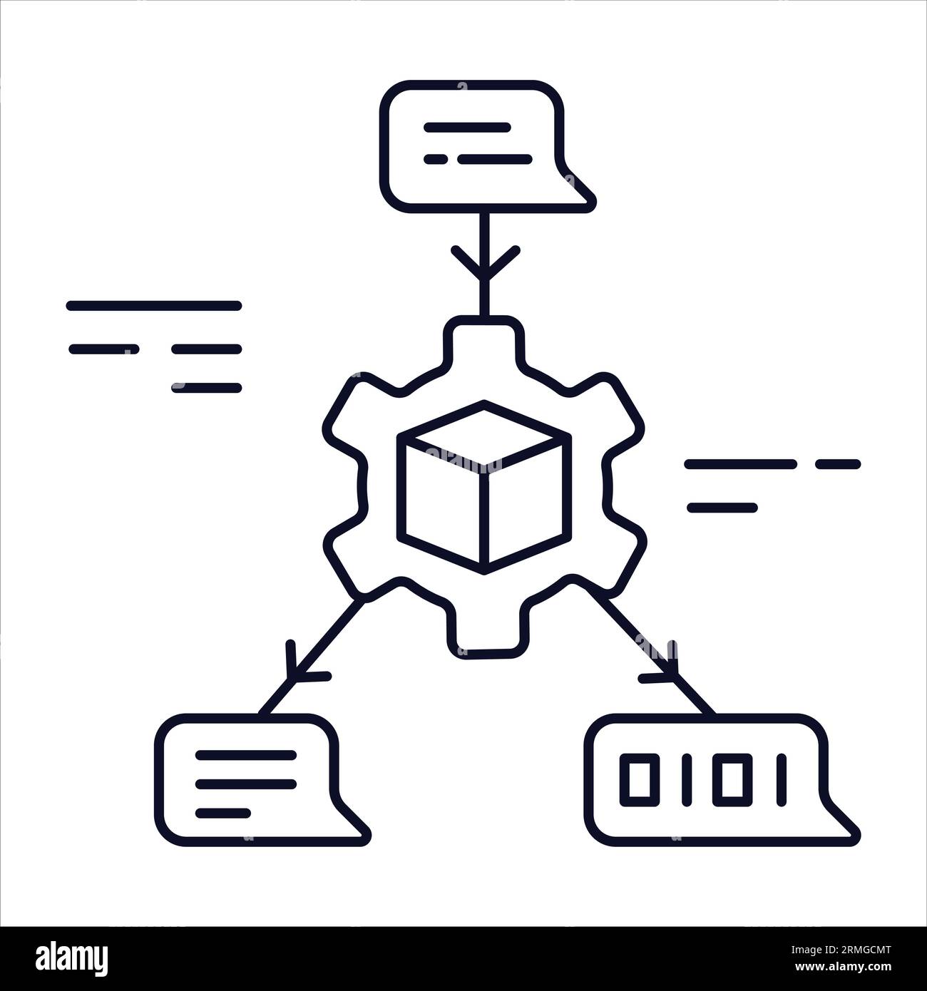 Vektorsymbol für großes Sprachmodell: Erweiterte Textgenerierung AI. Symbol Für Vektor-Bearbeitbare Kontur. Stock Vektor