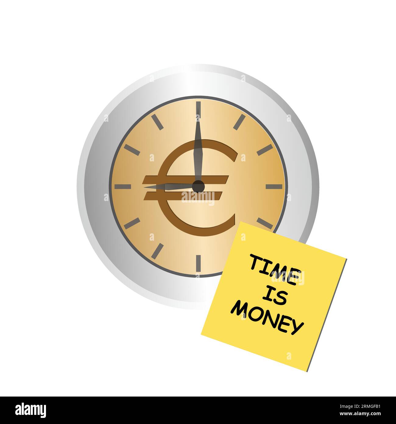 Uhrwerk mit einer Haftnotiz mit dem Text Zeit ist Geld Stock Vektor