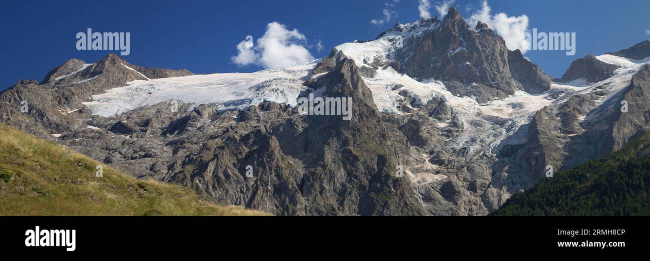 Glacier du Tabuchet und La Meije, Ecrins-Nationalpark, Frankreich. Stockfoto