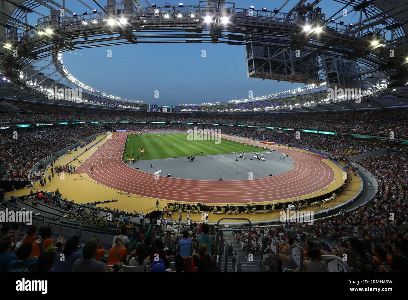 26. August 2023, Budapest, Ungarn; Ein allgemeiner Überblick über das nationale Leichtathletikzentrum während der Leichtathletik-Weltmeisterschaft Budapest 23. (Claus Andersen/Image of Sport) Stockfoto