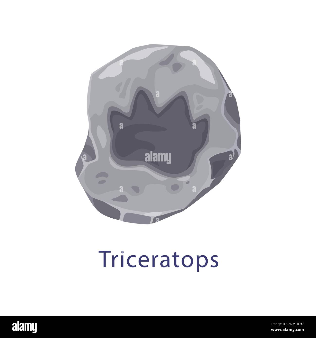 Triceratops Dinosaurier Footprint Fossil, archäologischer Stein. Vorgeschichte Monsterkrallen Archäologie Steinprägung, ausgestorbene Tier Schritt Paläontologie Wissenschaft f Stock Vektor