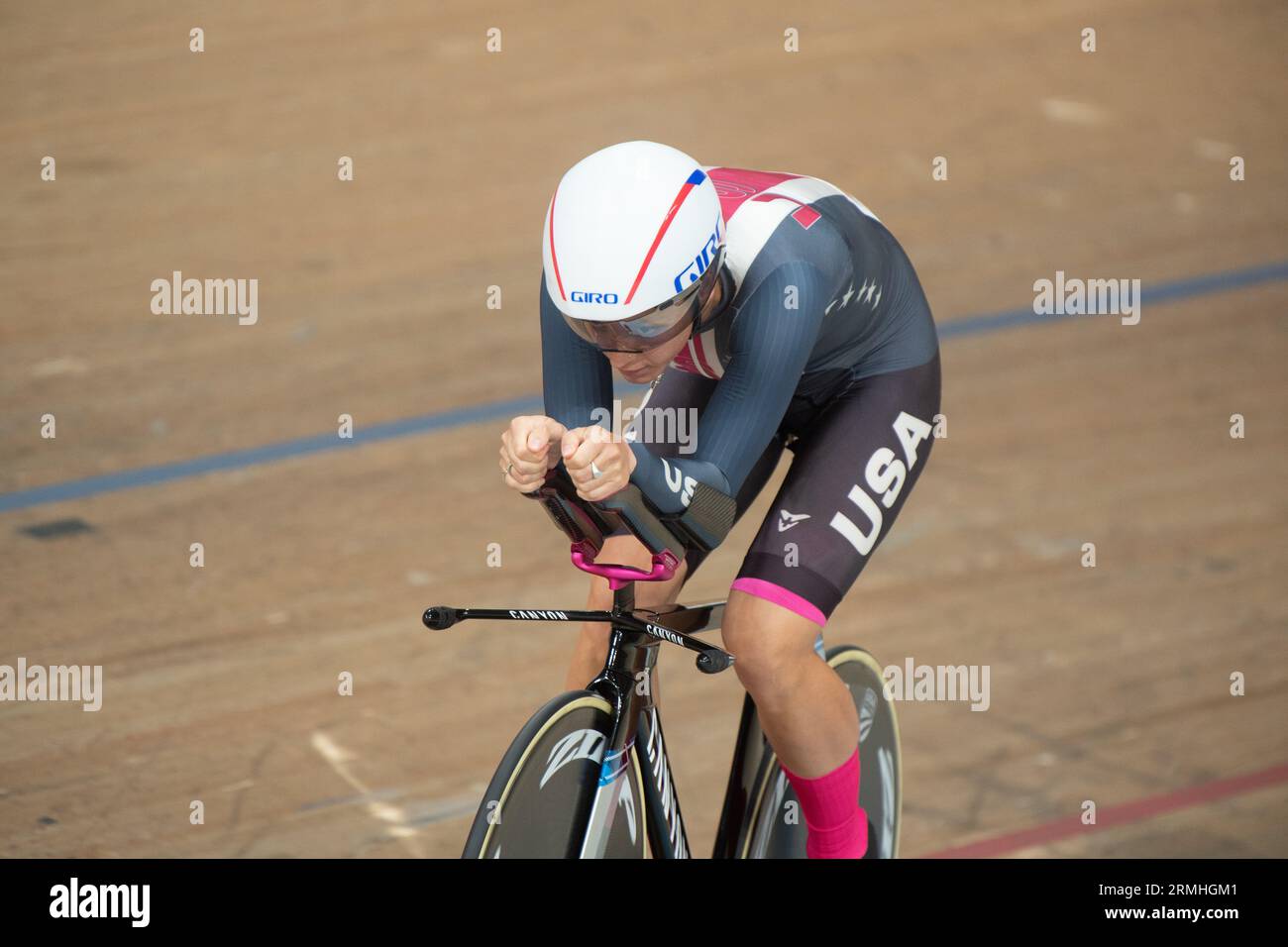 Chloe Dygert vom Team USA reitet bei der UCI Track World Championship 2023 zur Goldmedaille und zur Weltmeisterschaft der Frauen. Stockfoto