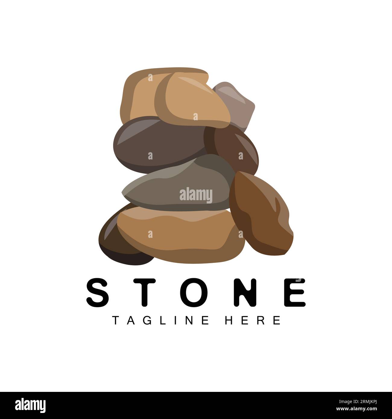 Gestapelter Stein Logo Design, Balancing Stone Vector, Baumaterial Stein Illustration, Bimsstein Illustration Walpapeer Stein Stock Vektor