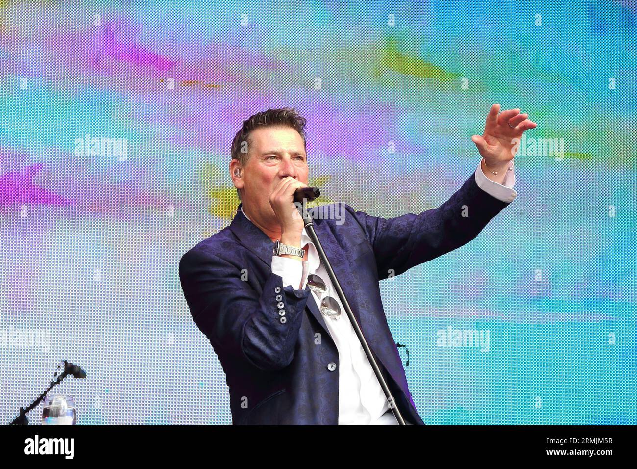 Henley-on-Thames, Vereinigtes Königreich. August 2023. Tony Hadley am zweiten Tag des Rewind South 80s Music Festival 2023. Stockfoto