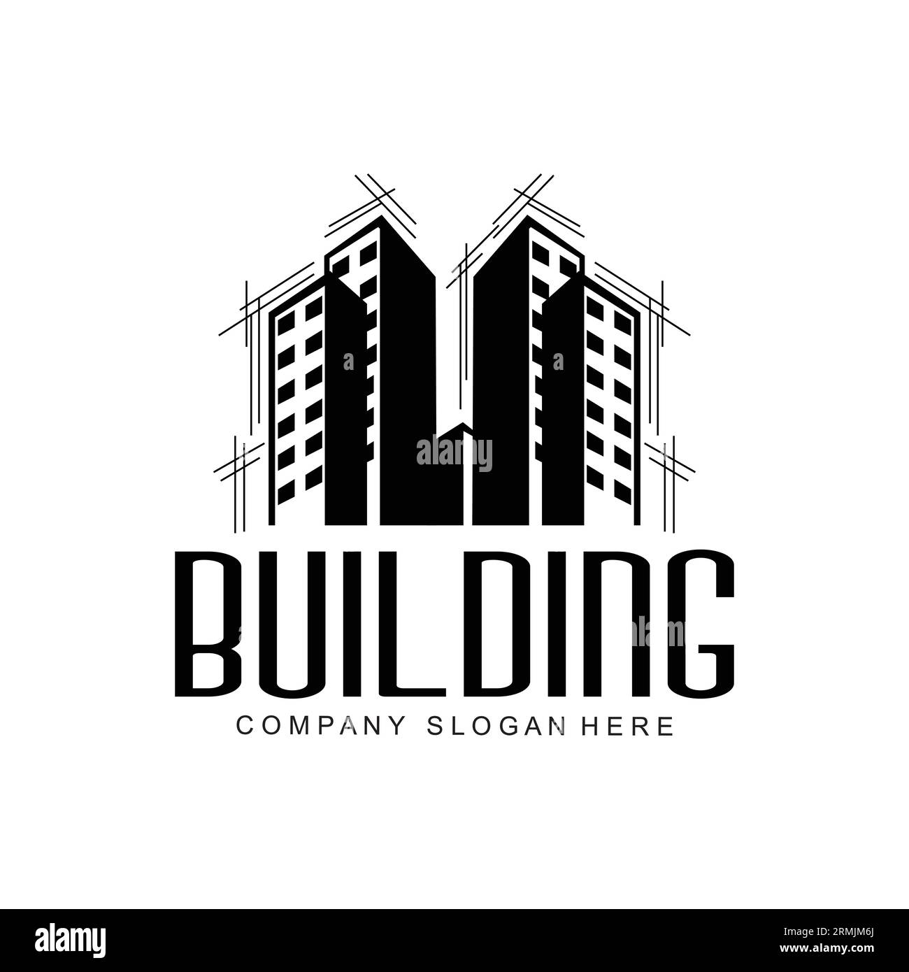 City Building Construction Logo Design Premium Quality Line Vektor-Illustration Stock Vektor