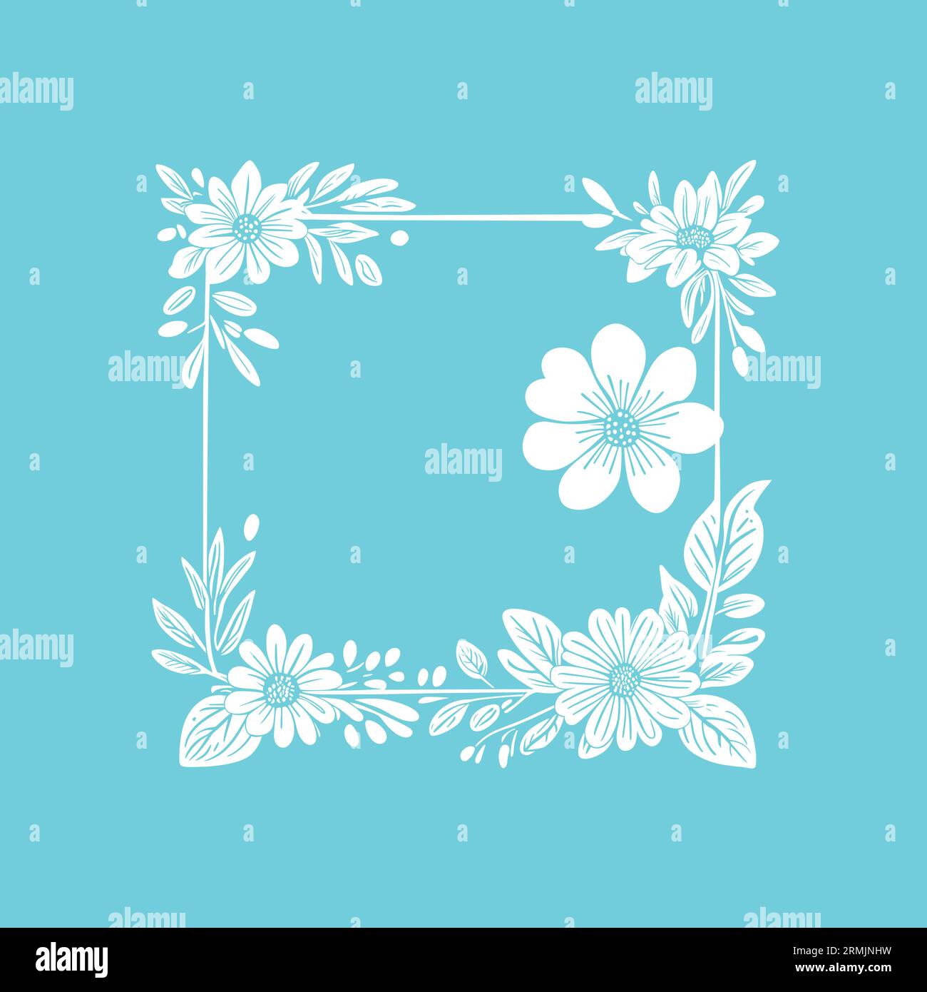 blumenrahmen, isolierte Kreisvektor-Strichgrafik-Illustration Stock Vektor