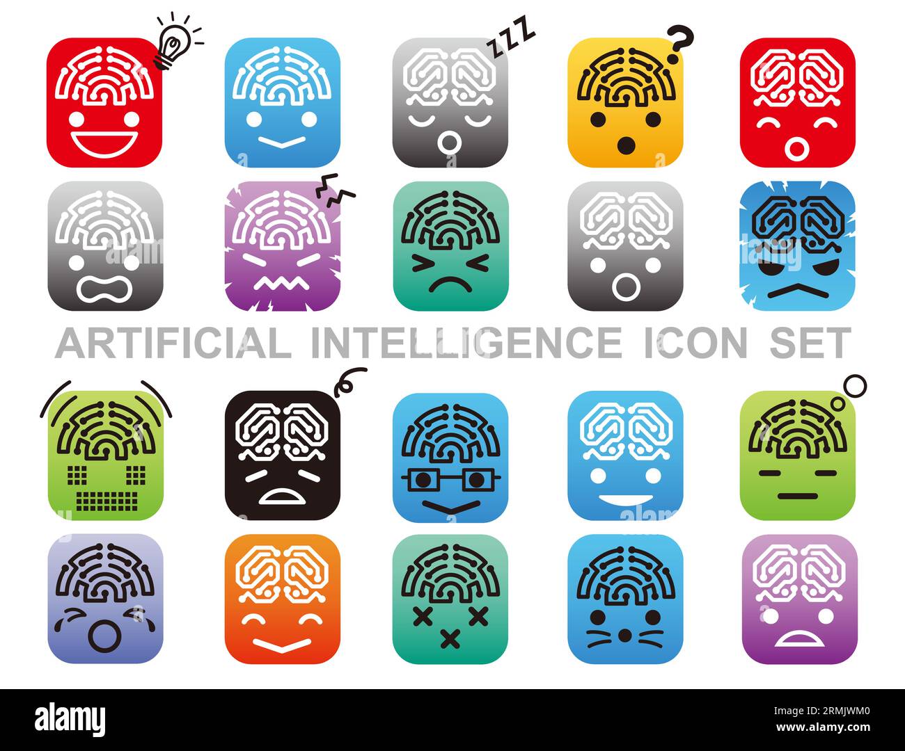 Icon für künstliche Intelligenz isoliert auf weißem Hintergrund. Vektorillustration. Stock Vektor