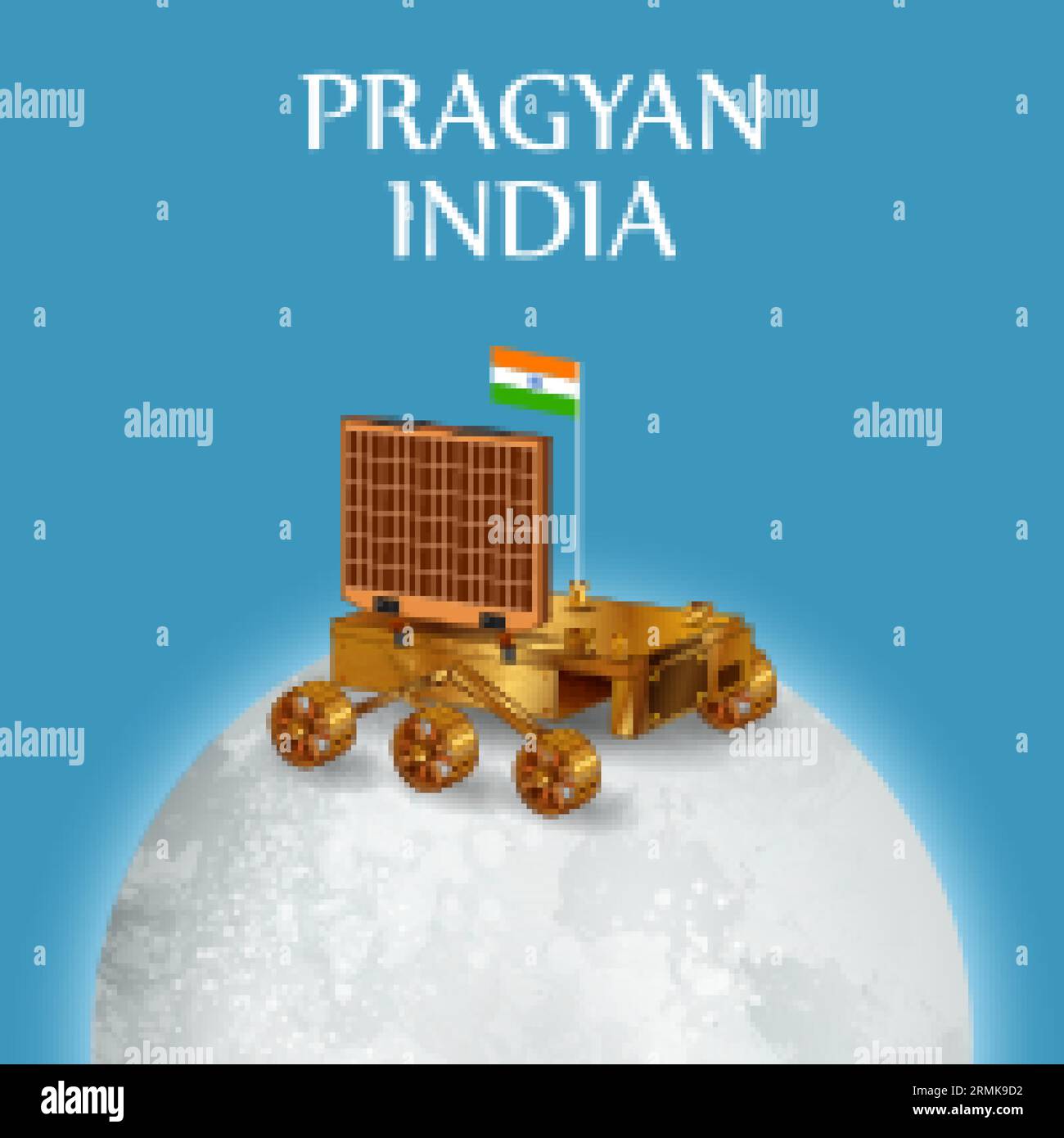 Chandrayaan 3-Raketenmission, die von Indien für eine Mondexplorationsmission mit Lander Vikram und rover Pragyan gestartet wurde Stock Vektor