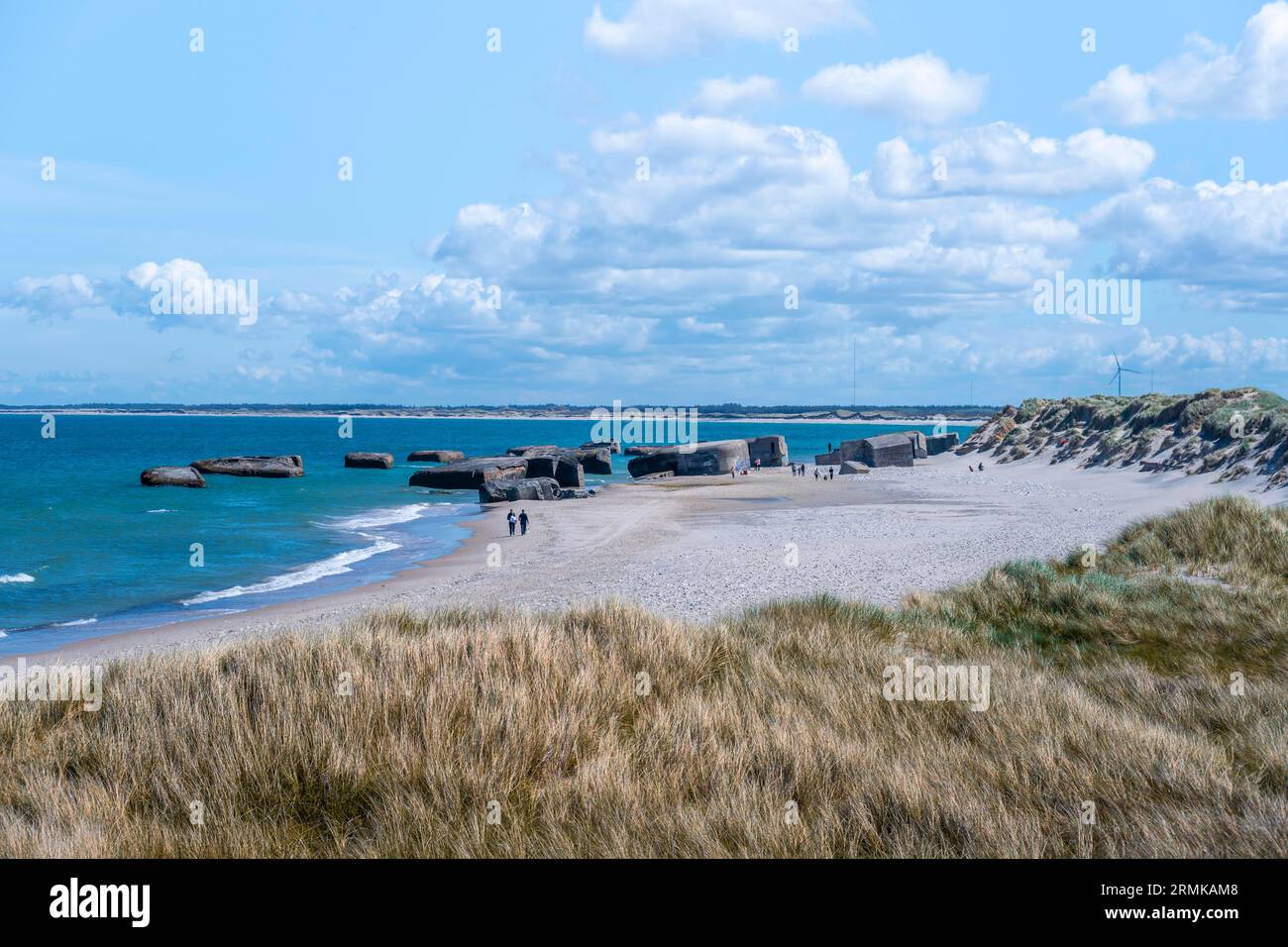 Bunker am Strand, Relikte der Atlantischen Mauer aus dem 2. Weltkrieg, Dänemark Stockfoto