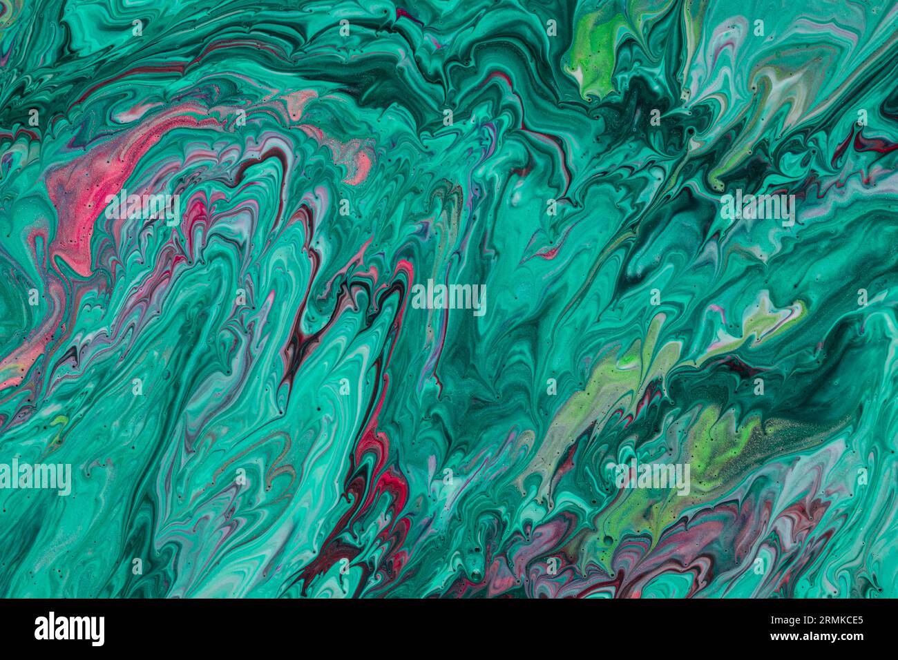 Zeitgenössische Kunst aus Acryl mit Bewegungsverlauf in Grün Stockfoto