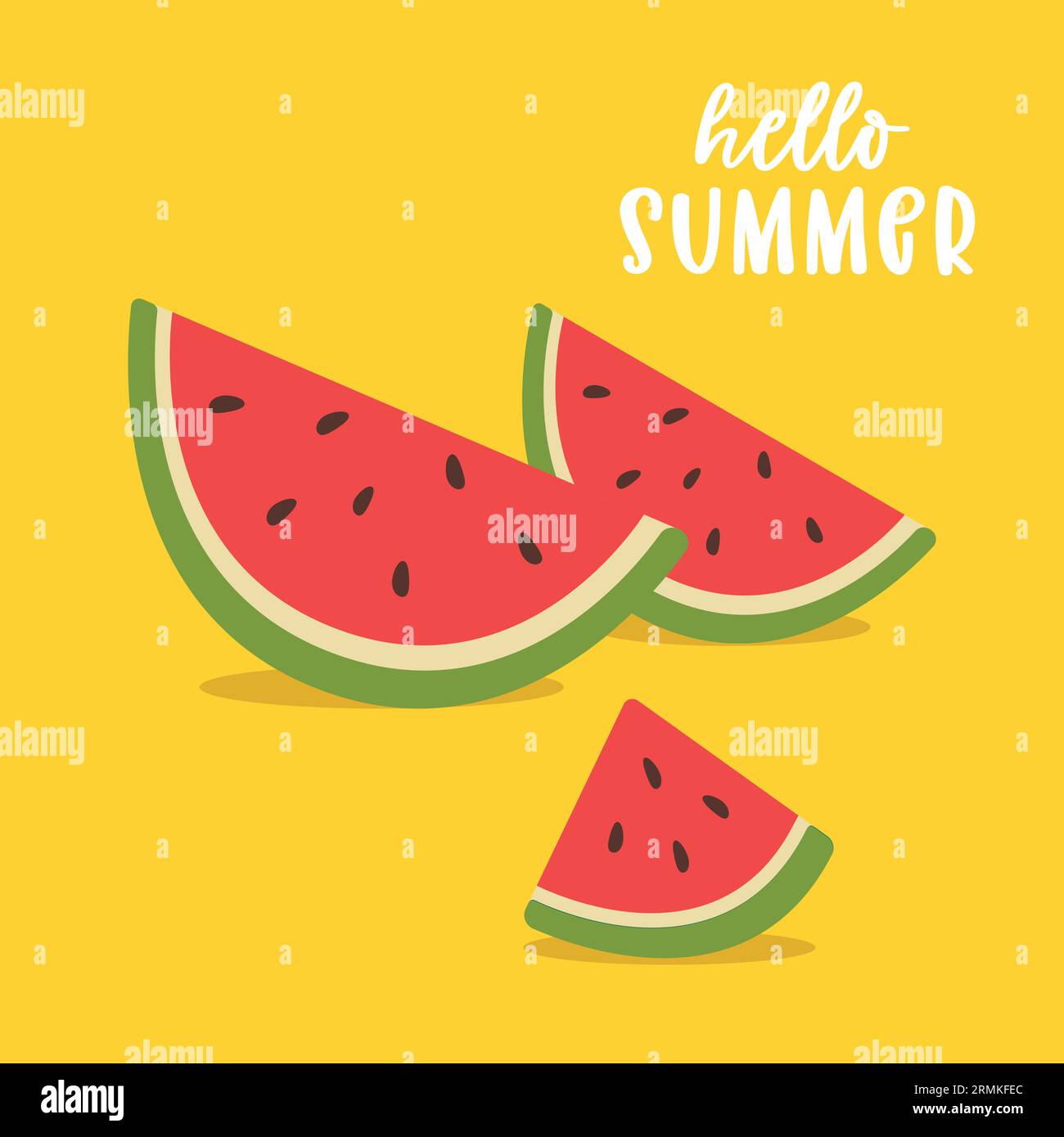 Wassermelonenstück Sommerfrucht Postkarte Vektor Illustration Stock Vektor