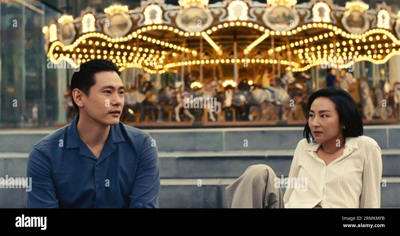 PAST LIVES 2023 A24 Film mit Greta Lee und Teo Yoo Stockfoto