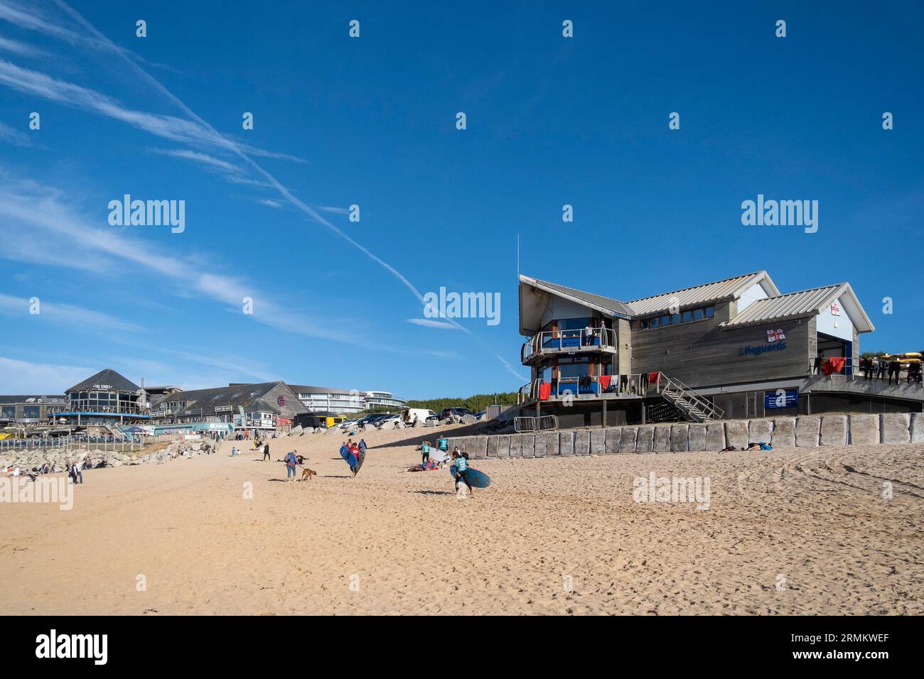 Fistral Beach in Newquay in Cornwall in England. Stockfoto
