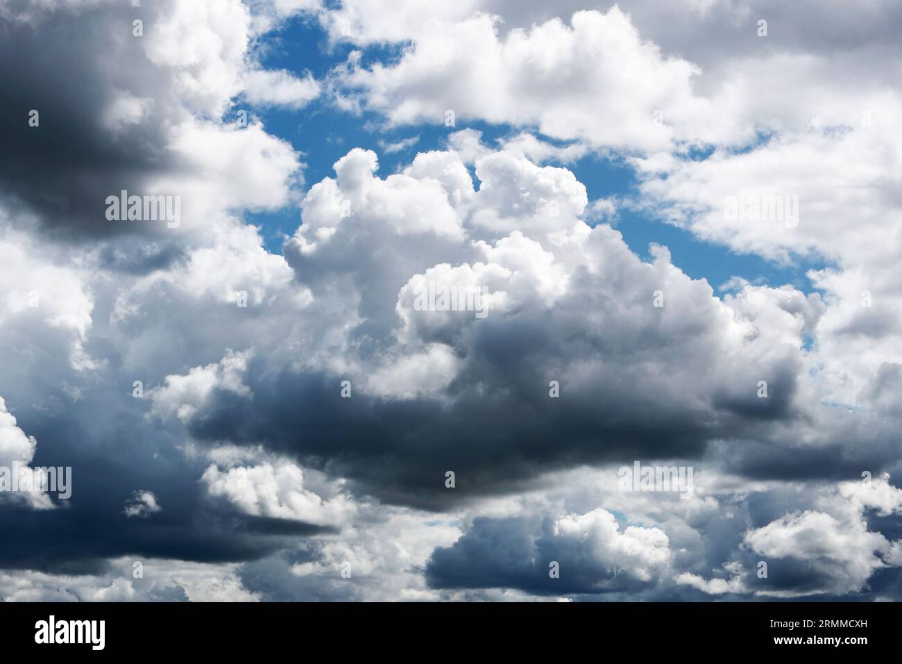 Cumulus und Cumulonimbus Capillatus sind niedrige Wolken Stockfoto