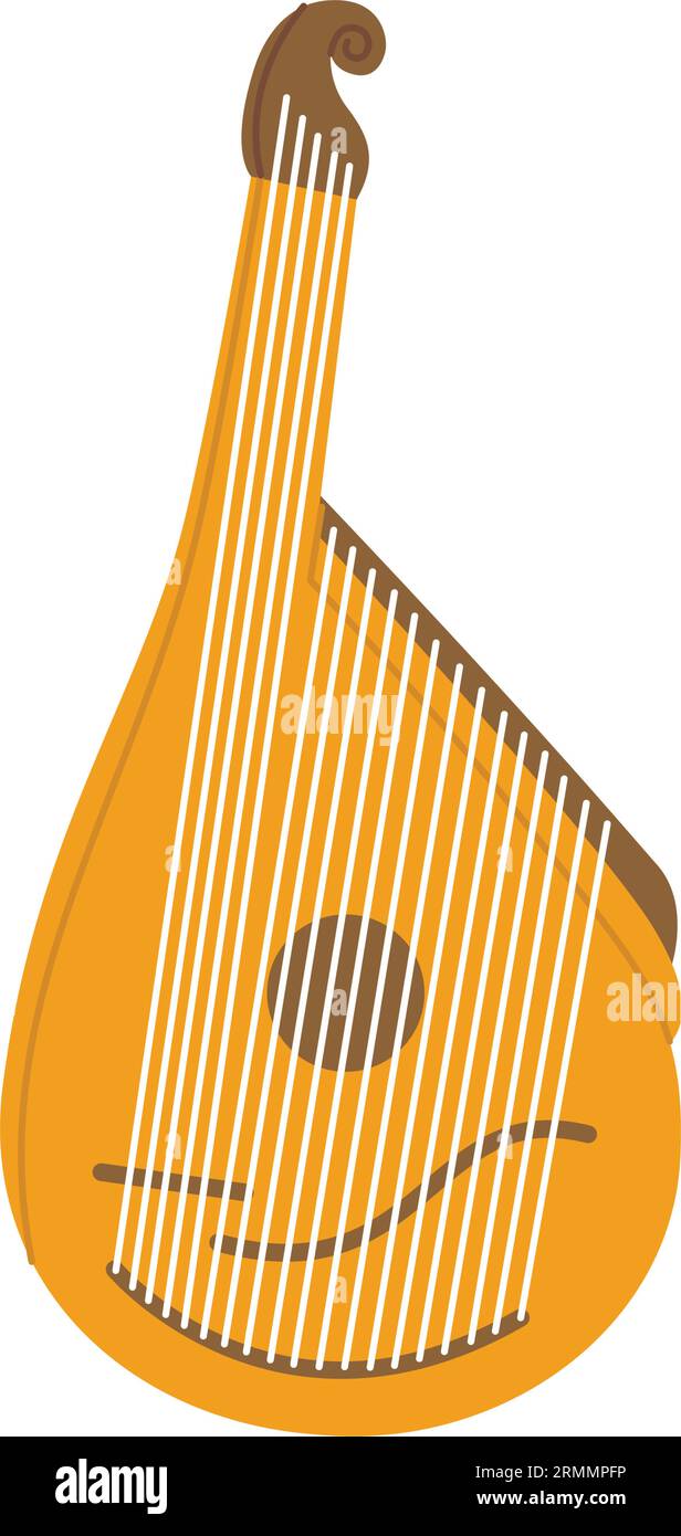 Bandura, Streichinstrument. Silhouette von Musikinstrumenten. Vektorillustration. Stock Vektor