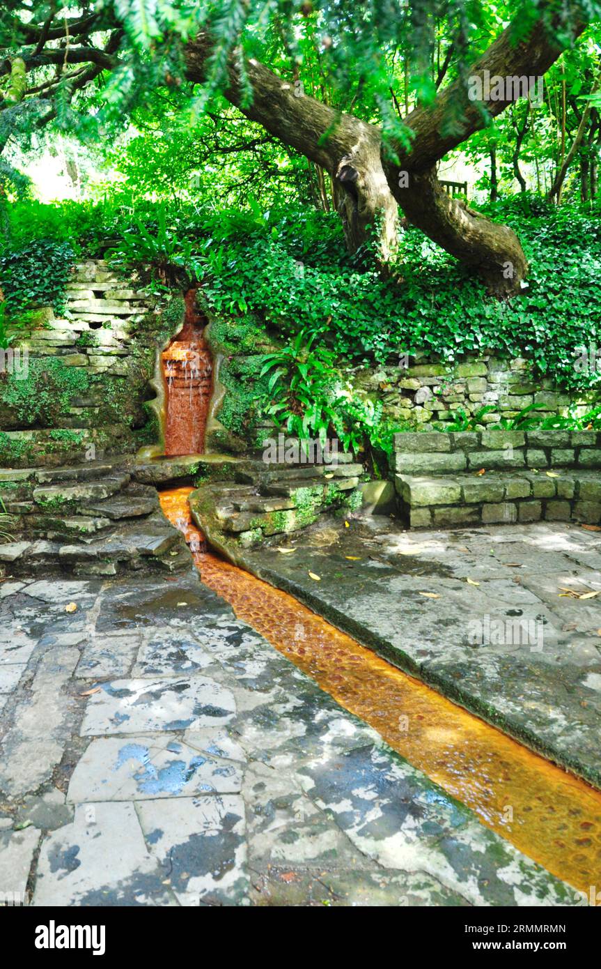 Chalice Well Gardens, Glastonbury, Somerset, England, Großbritannien - Wasserlauf Stockfoto