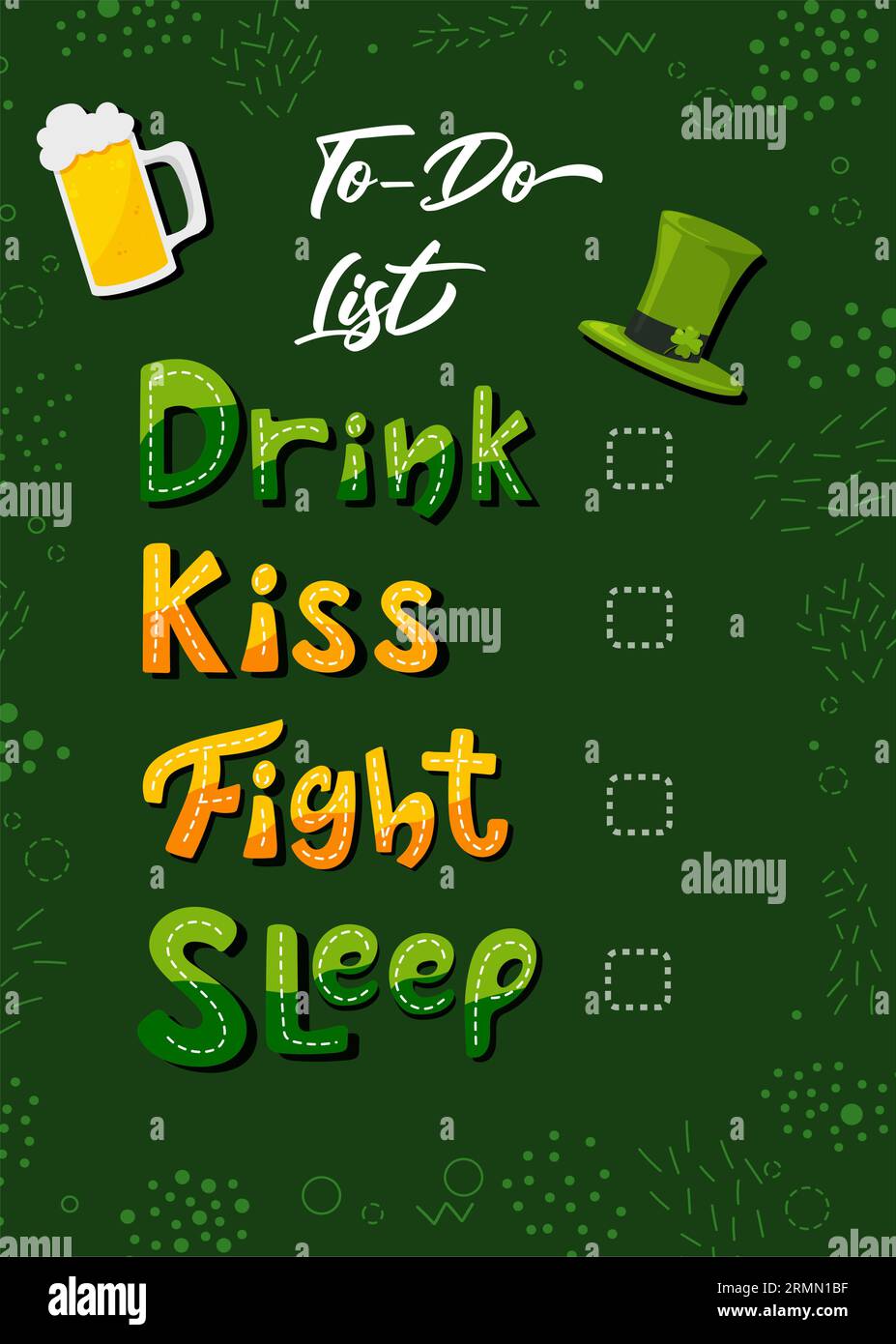 Vektordesign der St. Patrick To-Do-Liste. Stock Vektor