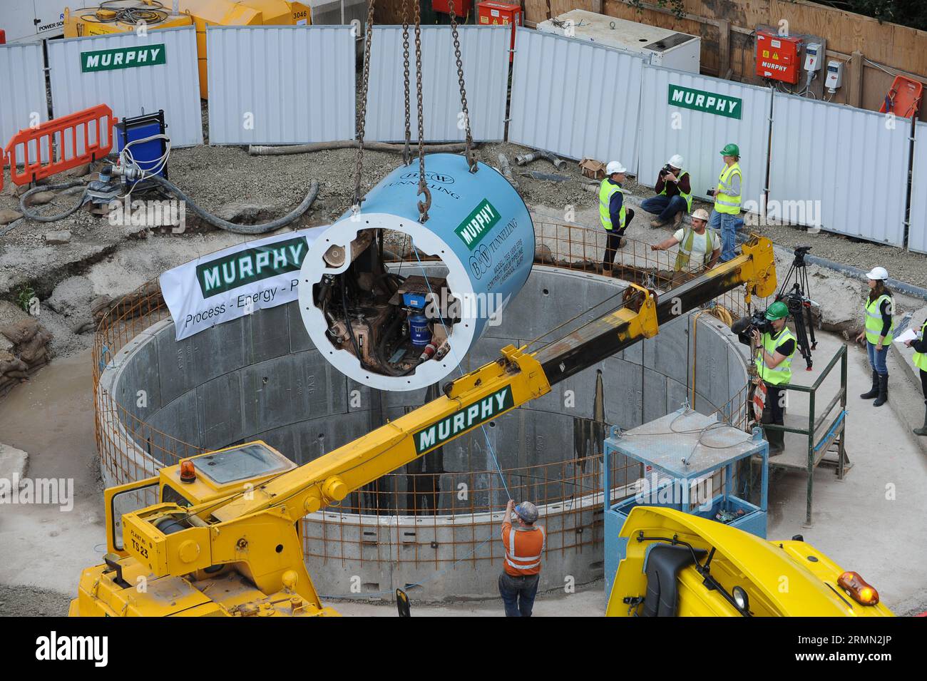 Tunnelbau für die Wasserleitung, bekannt als West East Link Main for United Utilities Stockfoto